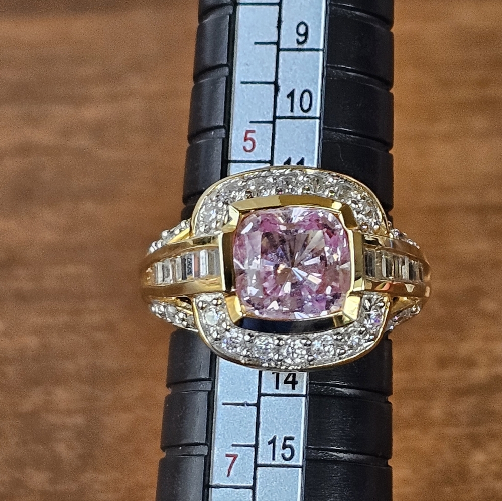 Rare Victoria Wieck Pink Sapphire & White Absolute Gemstones Vermeil Ring Sz 6! - Picture 10 of 11